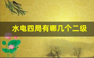 水电四局有哪几个二级单位_水电四局是国企还是央企