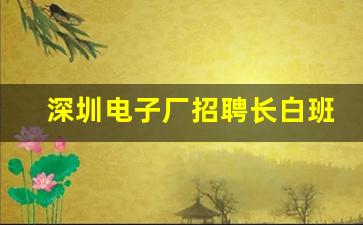 深圳电子厂招聘长白班