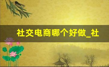 社交电商哪个好做_社交电商如何做大