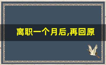 离职一个月后,再回原来的公司