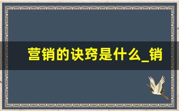 营销的诀窍是什么_销售的诀窍是什么